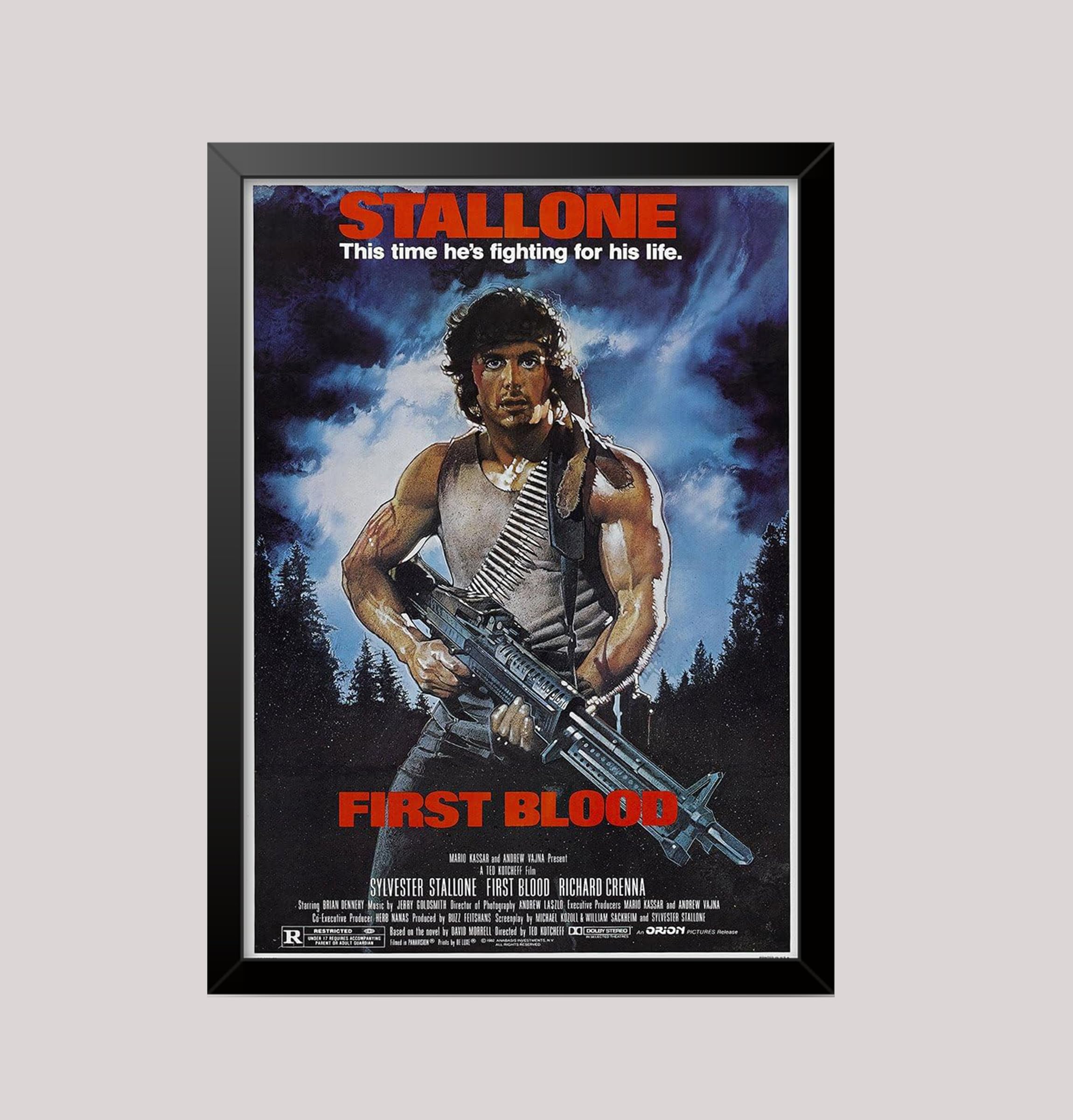Rambo First Blood 1980's Film Movie poster wall art print framed/unframed (A2 420 x 594mm)