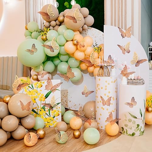 Miniatura 7 de Decoración de pared de mariposa dorada 3D de 3 tamaños y 4 estilos, decoraciones de fiesta de mariposas, decoraciones de pasteles, calcomanías