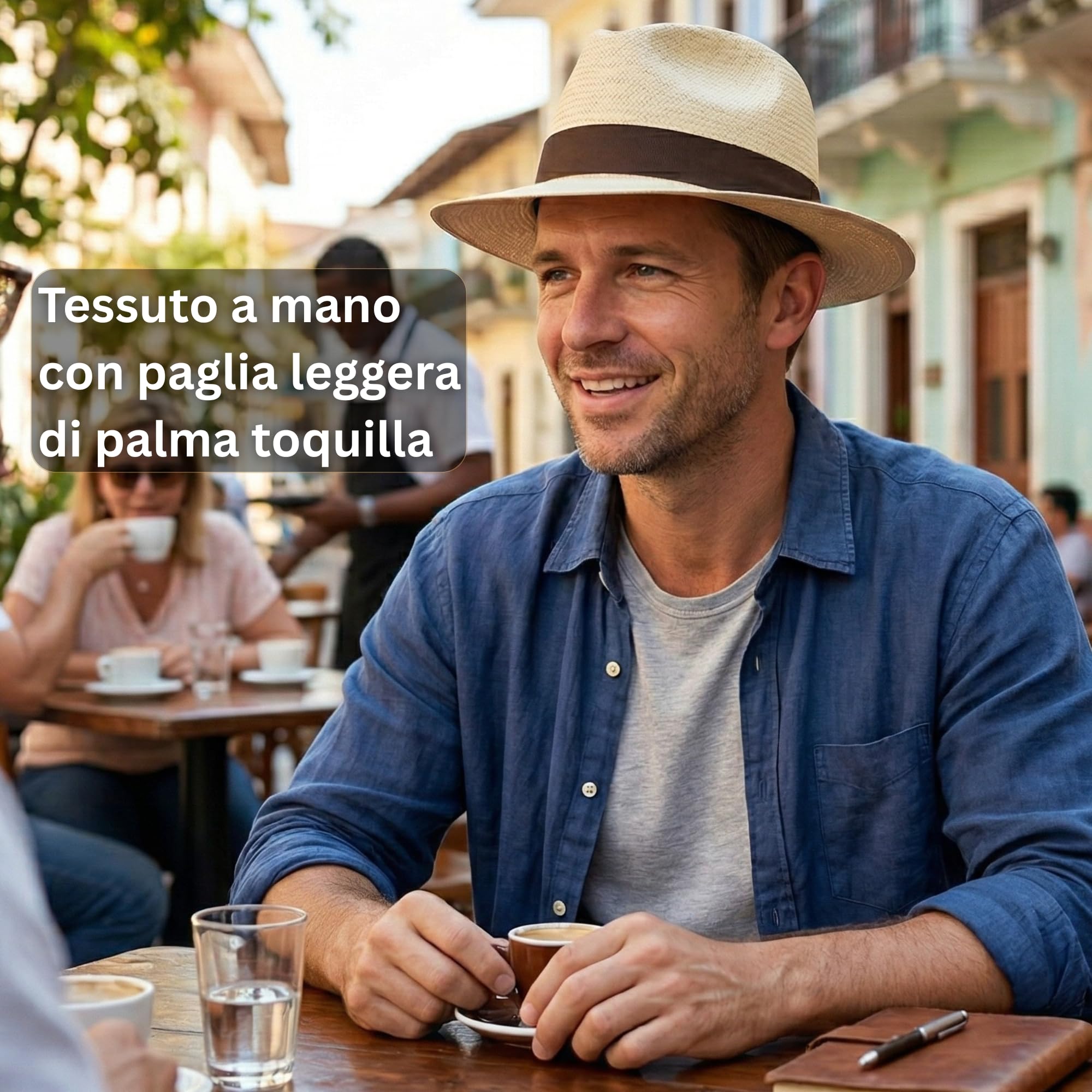 Tumia - Cappello Panama Tradizionale Pieghevole - Fatto a Mano in Ecuador - Arrotolabile