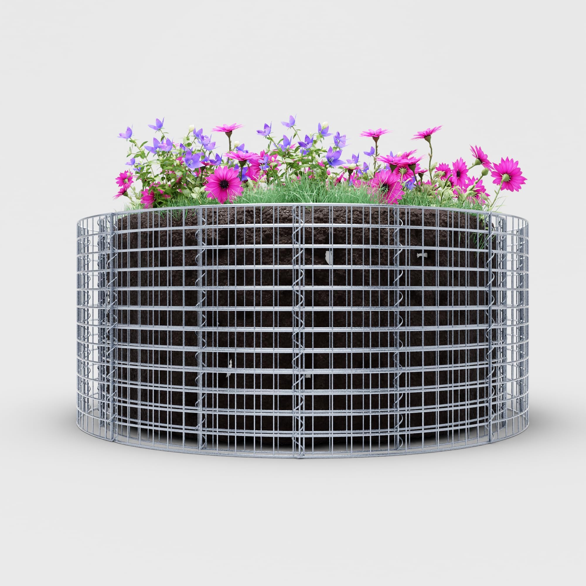 Gabiona Rundes Gabionen Hochbeet - Ø 172 cm, Höhe 50 cm - Robustes Pflanzbeet mit Zink-Alu Beschichtetem Gitter, Inklusive Montagematerial - Perfekt für Gartenfreunde