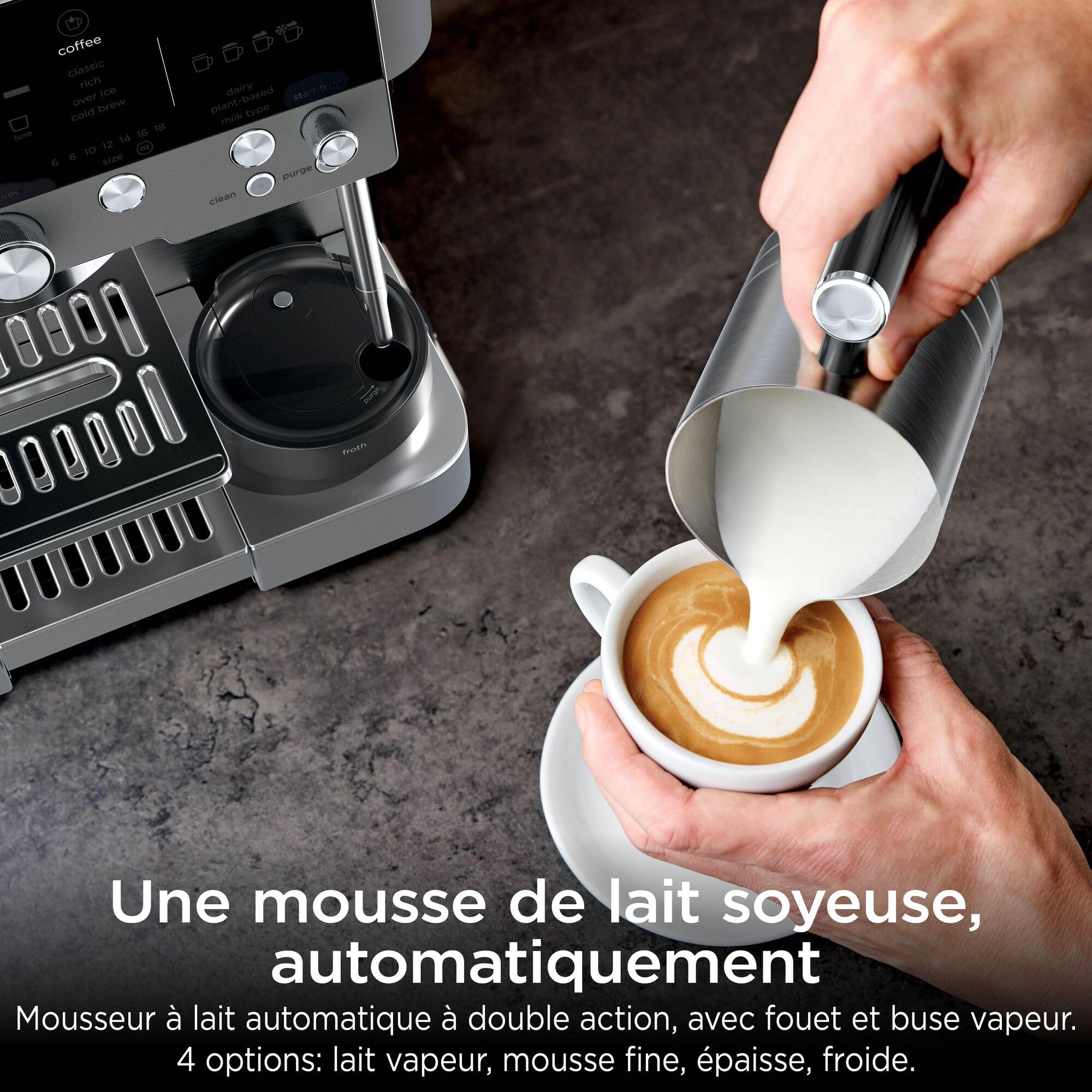NINJA Luxe Premier, Machine a café a grain barista 3 en 1 ES601EUGM | semi-automatique, 3-en-1: espresso, extraction froide et café filtre, Broyeur et mousseur intégrés, Avec pichet et tasseur