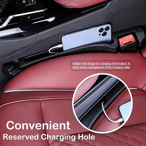 Miniatura 3 de Paquete de 2 rellenos de espacio para asiento de automóvil, organizador de espacio lateral para asiento de automóvil con ranura de almacenamiento y