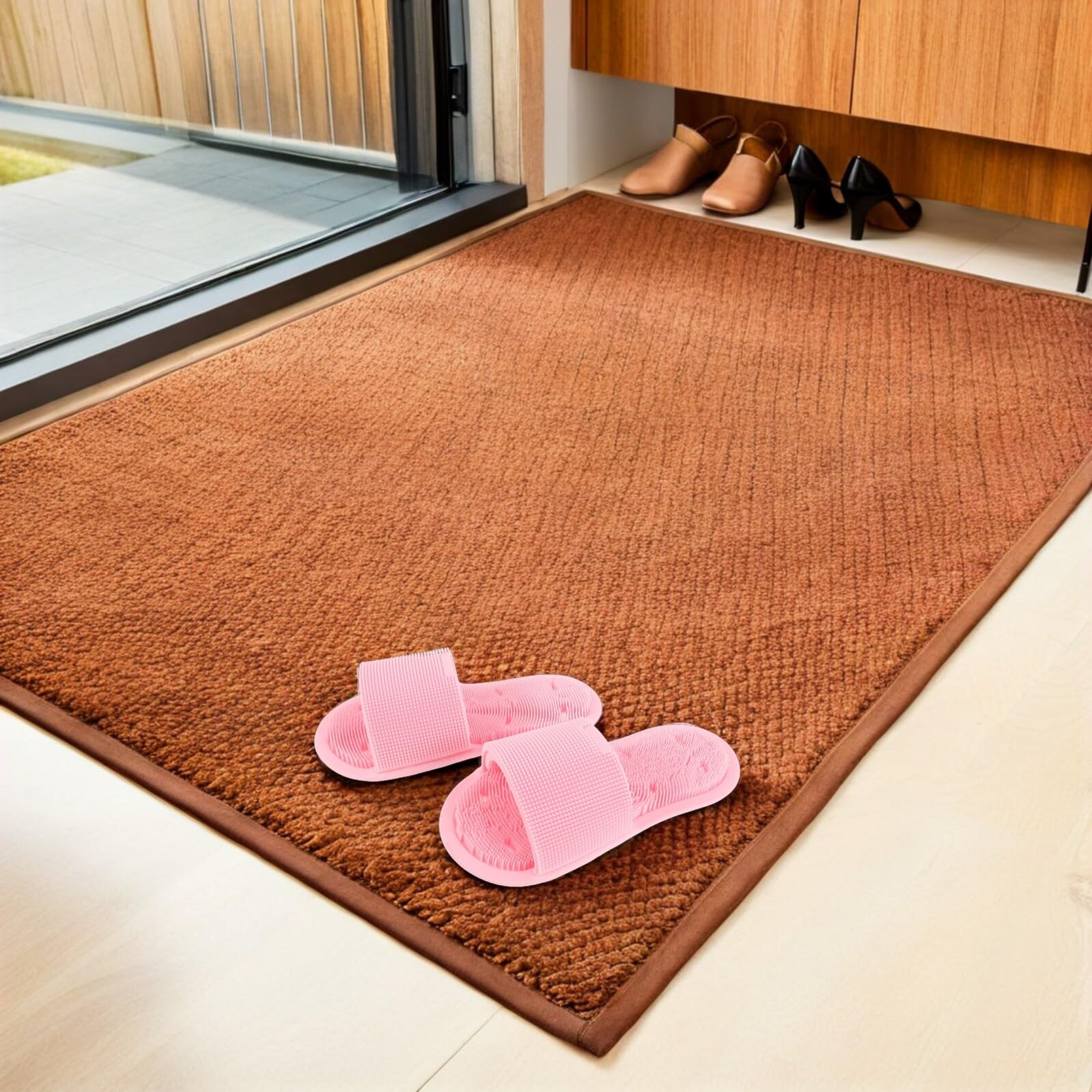 VALICLUD Zapatillas Masajeadoras de Pies de Silicona Antideslizantes para Ducha y Baño, Exfoliadoras y Limpiadoras con Cerdas Densas, Color Rosa, 2 Unidades, Cuidado Personal en Hogar