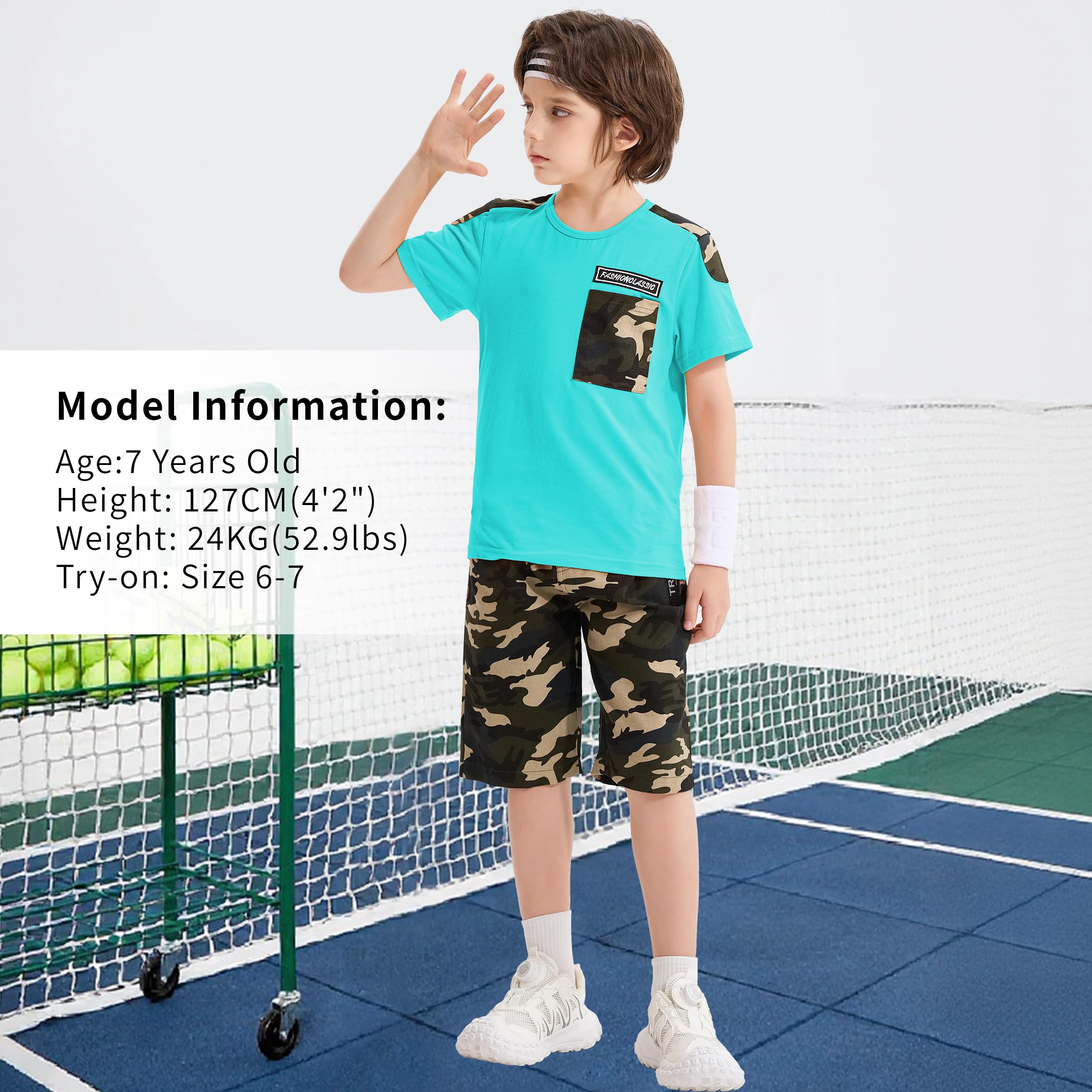 Ensemble de survêtement Camouflage pour Enfants 2 pièces T-Shirt à Manches Longues + Pantalon Camo