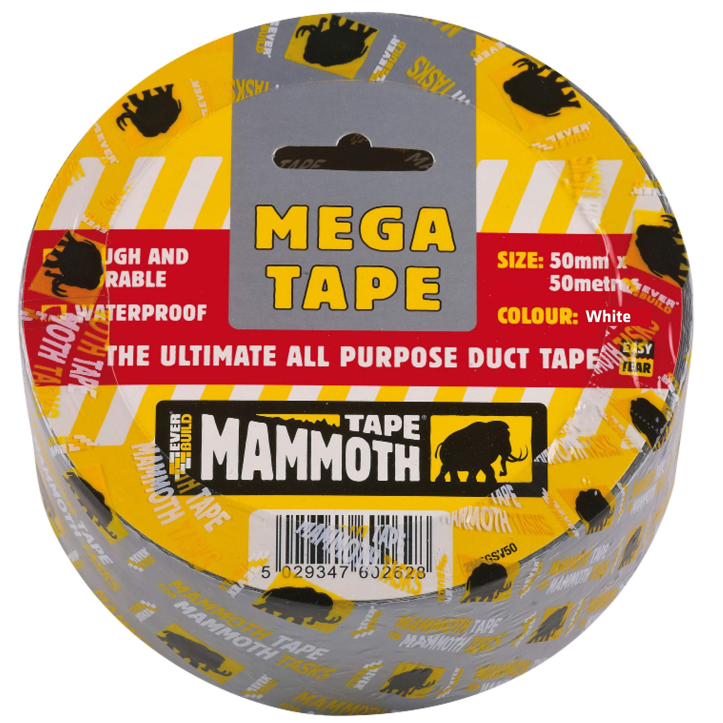 EverbuildMammoth – Mega All-Purpose Duct Tape – Waterproof – Easy-Tear – Interior And Exterior Use – White – 50mm x 50m