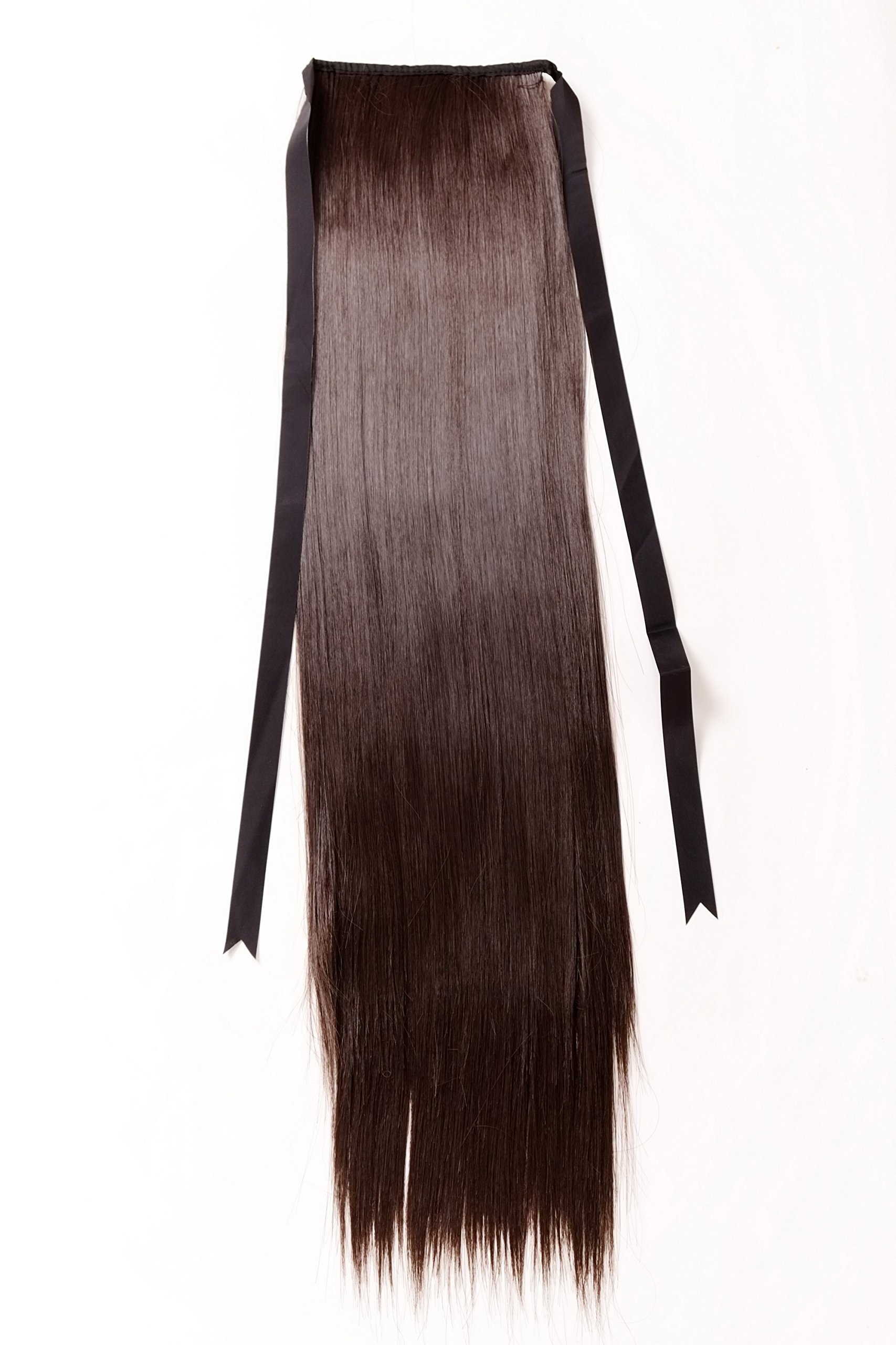WIG ME UP C9429-6 Hairpiece ponytail extension long straight very light with ribbon and comb wrap around system chocolate brown 23,5inch - Image 3