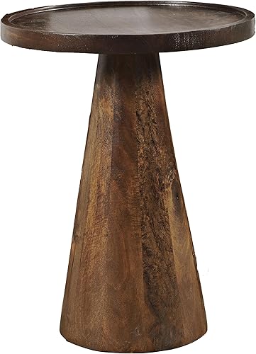 Miniatura 3 de Jofran Knox Mid-Century - Juego de 3 mesas anidables redondas con pedestal de madera maciza, color castaño