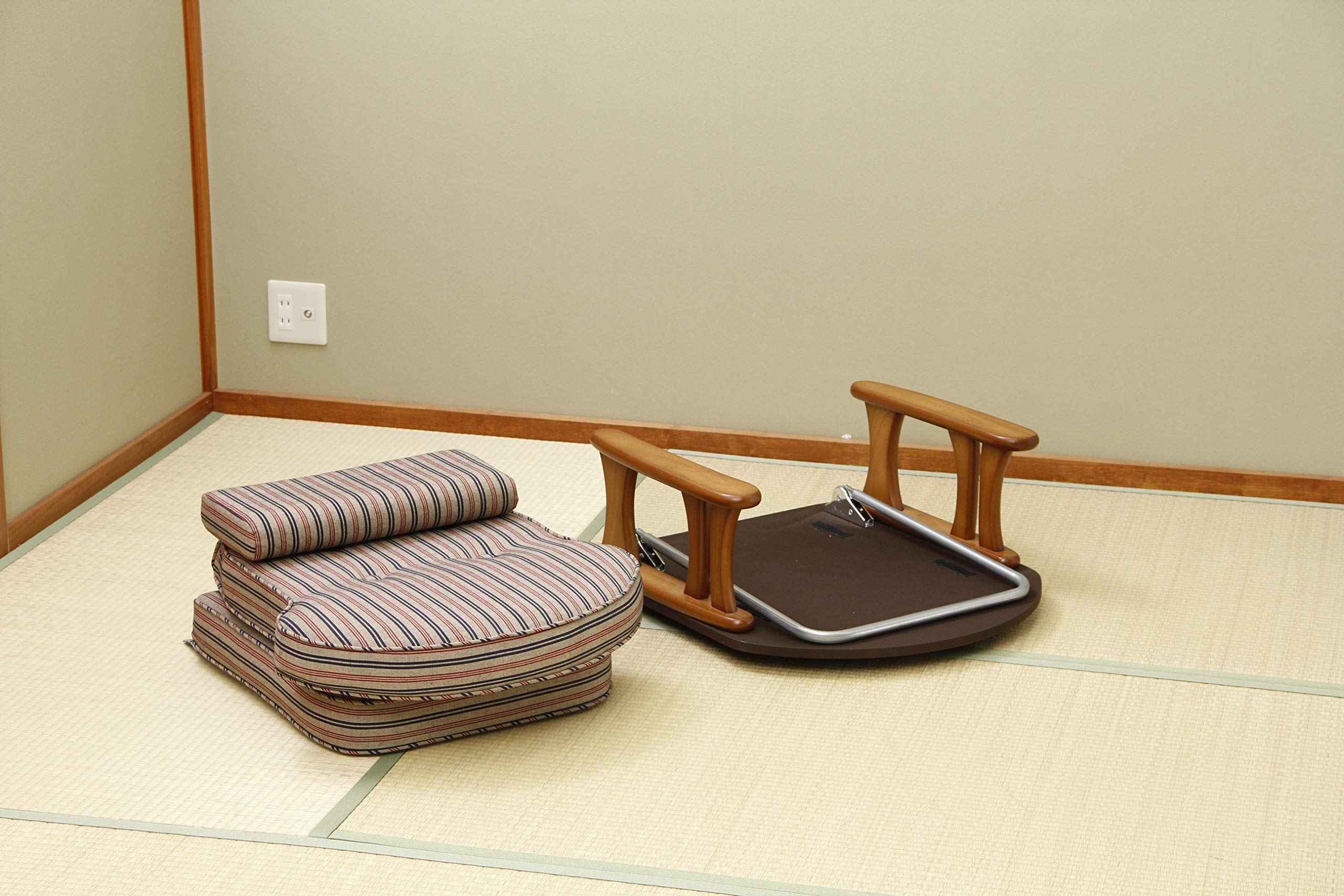 Amazon｜中居木工 肘付回転座椅子 NK-2200 赤縞 ロータイプ｜座