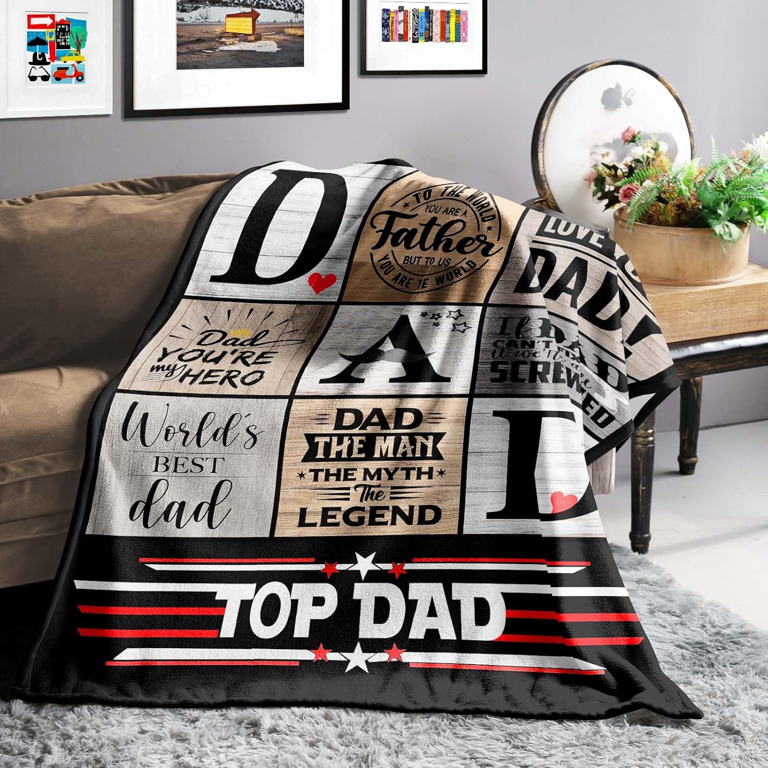Dad Birthday Gift from Daughter, Christmas Birthday Gifts for Dad from Son, Fathers Day Presents from Kids, Cool Present for Daddy Who Wants Nothing, Soft Throw Blanket 60X50 - Image 2