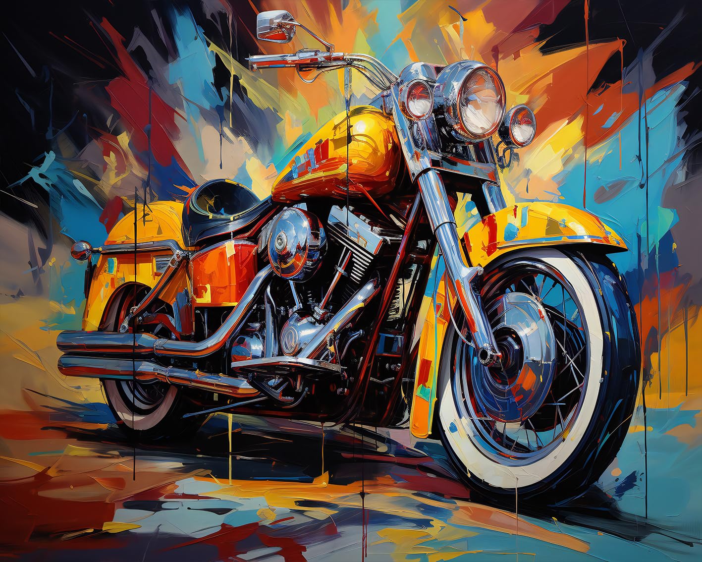TUMOVO Paint by Numbers Colored Motorcycle DIY Paint by Numbers Kit for Adults and Kids DIY Canvas Painting by Numbers Watercolor Oil Painting Acrylic Painting Arts and Craft 16x20 Inch