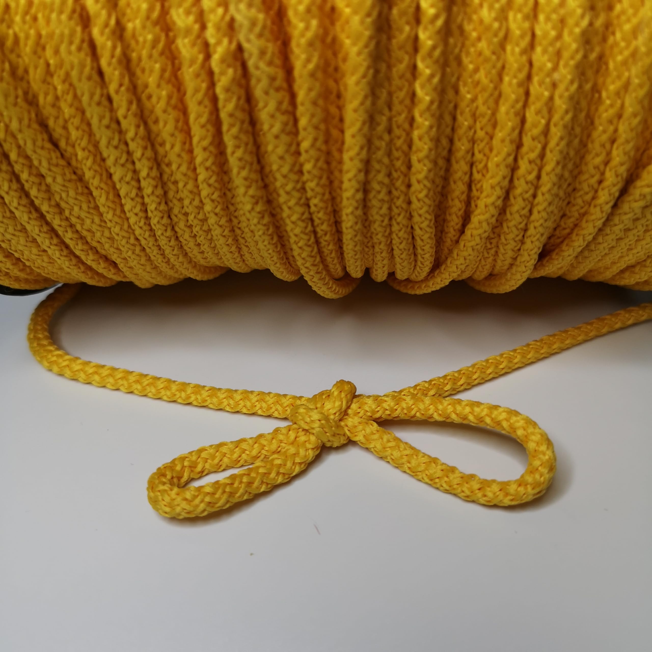 5mm Cord, Braided Drawstring, Strong Rope for Crafts, Lacing and DIY, String, Multiple Colours, Polypropylene (Yellow, 10 meters / 32 ft)