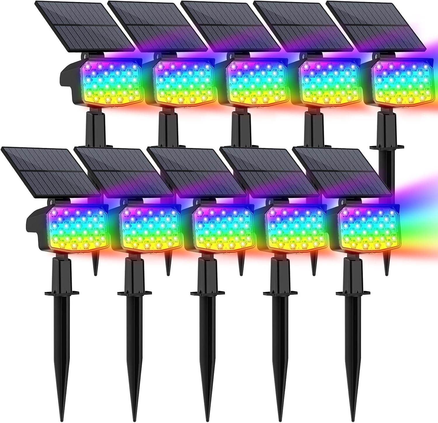 WELALO Solar Color Changing Spot Lights Outdoor, Waterproof Solar Christmas Lights with 9 Modes, Multicolor RGB Landscape Spotlights for Garden Yard Driveway Lawn Patio Pathway Decorations, 10 Pack WELALO Solar Color Changing Spot Lights Outdoor, Waterproof Solar Christmas Lights with 9 Modes, Multicolor RGB Landscape Spotlights for Garden Yard Driveway Lawn Patio Pathway Decorations, 10 Pack