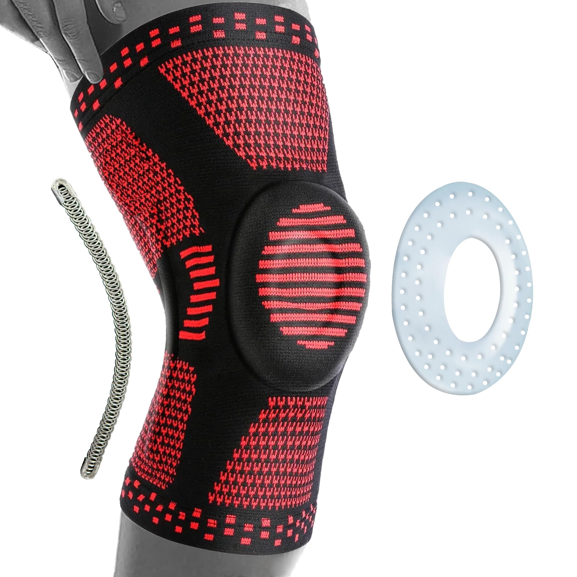 360 RELIEF Kniebandage Damen und Männer Kniestütze mit Gelenk Stabiliserung | 1 Stück Kompressionsbandage Gel-Polster für Meniskus, Sport, Joggen, Kraftsport, Laufen - Patella Knieschützer