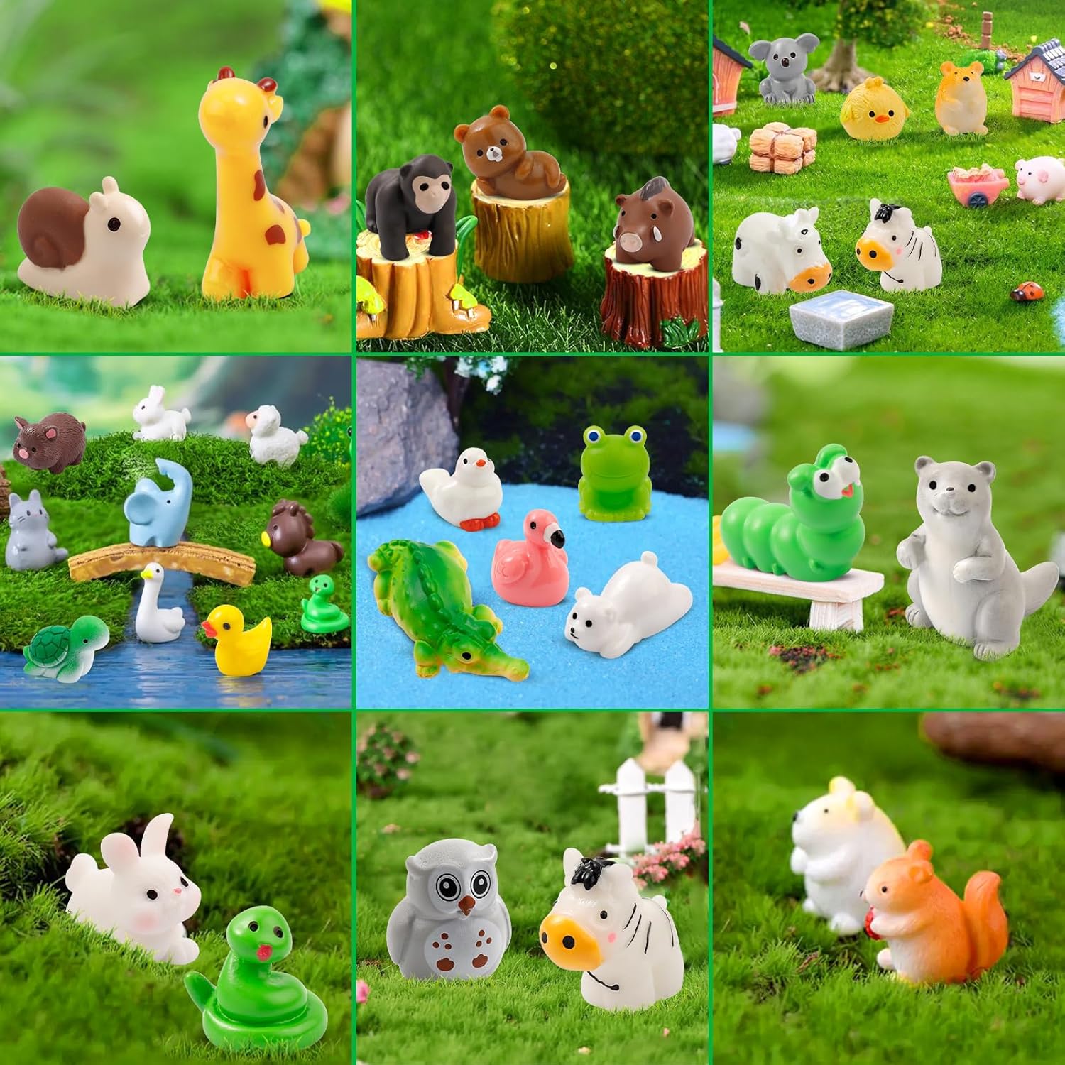 ywevyezc 42 Pcs Mini Resin Animals 42 Styles Resin Animals Figurines Bulk for Micro Fairy Party Favors Garden Hide Accessories Dollhouse Crafts Decor