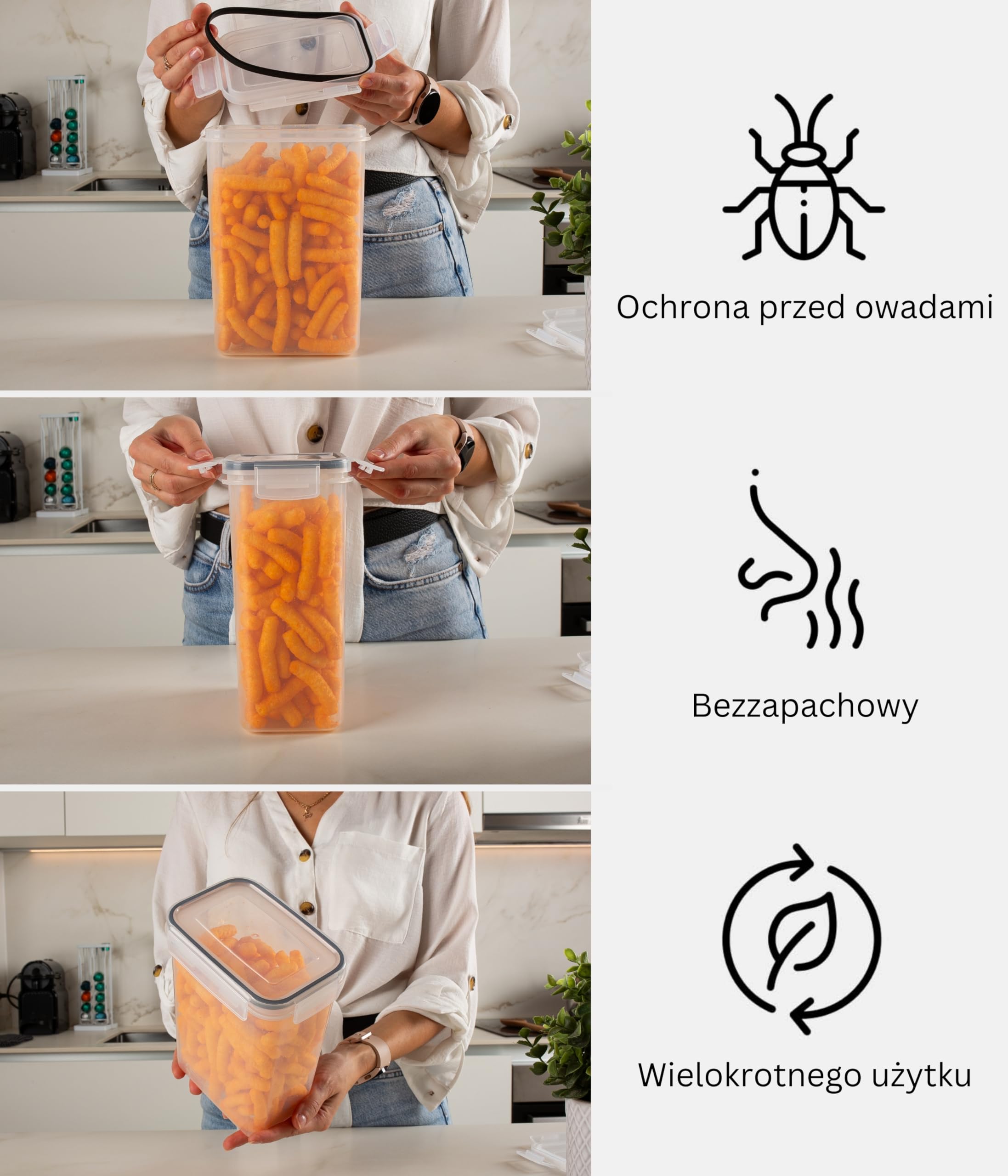 Deco haus® Plastikowe Pojemniki - Hermetyczne Pudełka na Żywność Wielokrotnego Użytku - Bezpieczne Używanie w Mikrofalówce, Zmywarce i Zamrażarce - Bez BPA - Zestaw 24 Szt