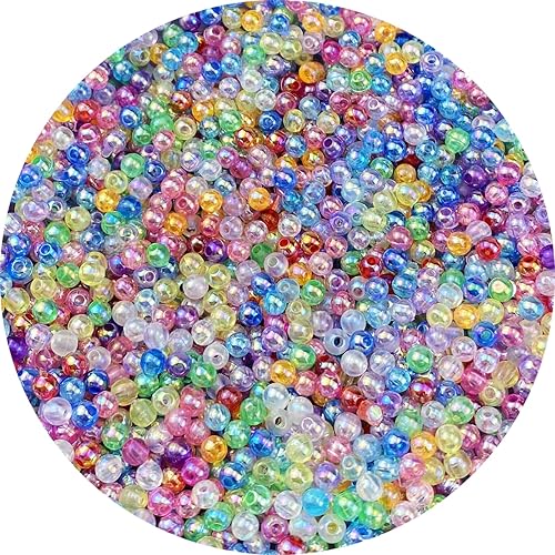 1500 cuentas redondas acrílicas de colores AB, cuentas acrílicas de 0.157 pulgadas (0.157 in), cuentas espaciadoras redondas para aretes, pulseras,