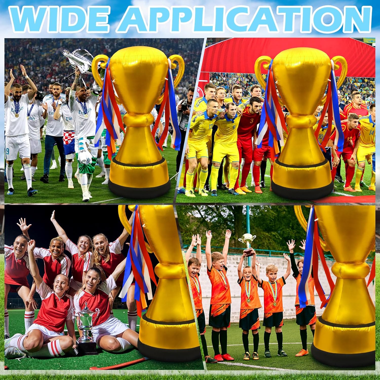 Leyndo 6.56 ft Giant Inflatable Golden Trophy Outdoor Decorations Award Trophies Inflatable Decor Large Trophy for Soccer Basketball Football Sports Competitions Party Championship Winner MVP Trophies