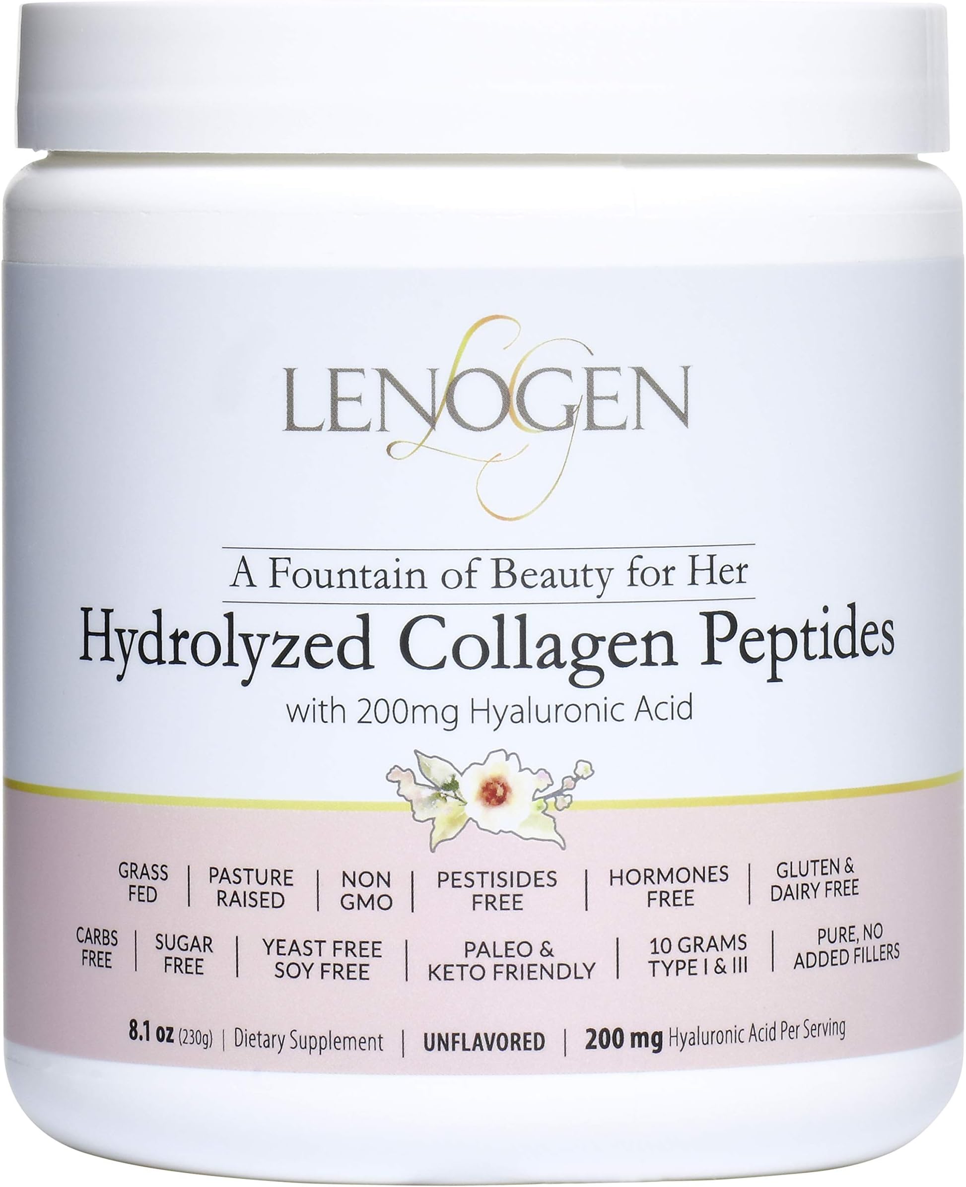 Collagen Powder for Women. Hair Skin & Nails, Grass Fed, Non-GMO, Zero Fillers, Sugar & Carbs Free, Paleo & Keto Diets Friendly, Peptides & Hyaluronic Acid, Bone Broth, 20 Servings-Unflavored.