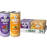 Vista 1 de V8 Energy Pomegranate Blueberry and Peach Mango Energy Drinks, 8 fl oz Can (24 Pack)
