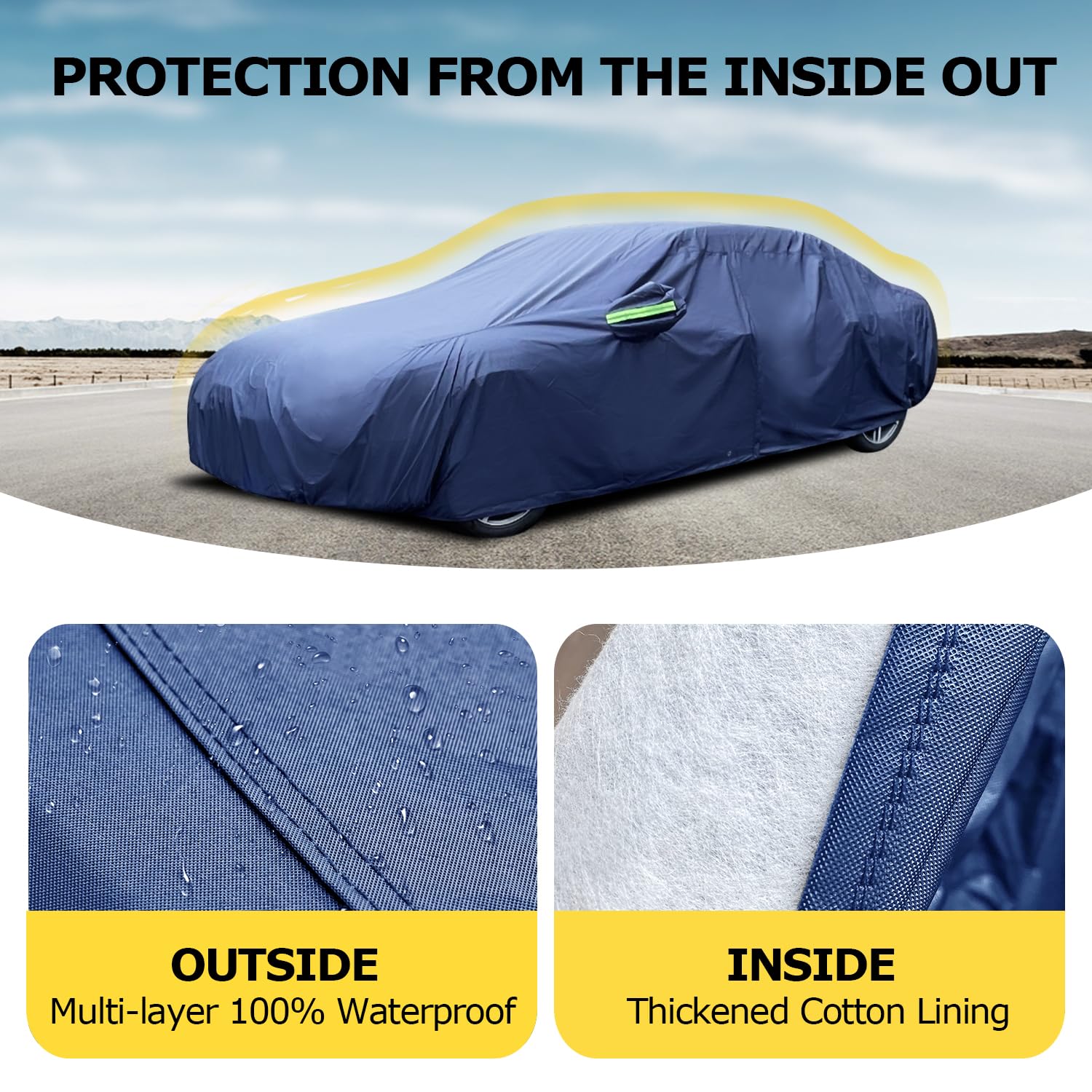 Bâche de protection pour voiture - 10 couches - Étanche à la poussière - Imperméable - Pour Fiat Panda
