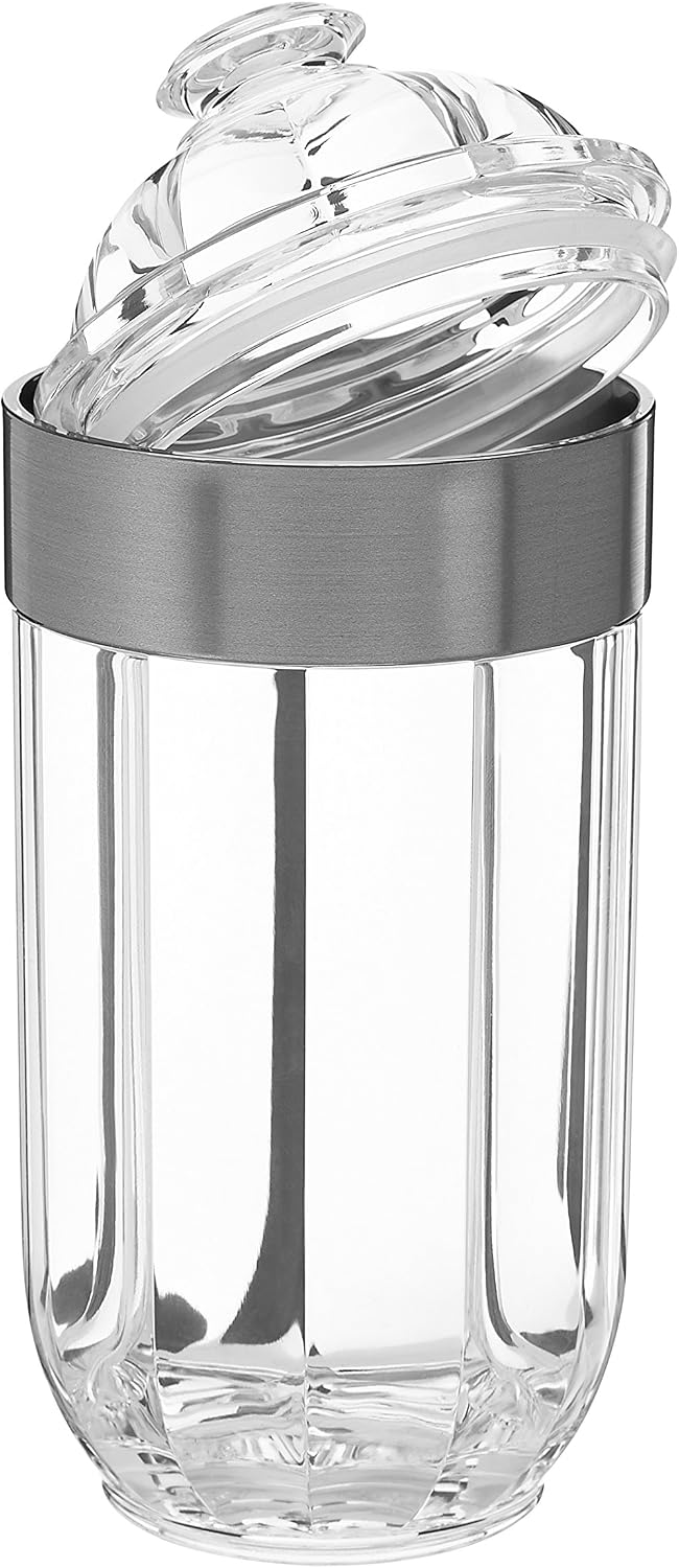 Premier Housewares Clear Canister, Acrylic, Silver, 10 x 10 x 22 cm