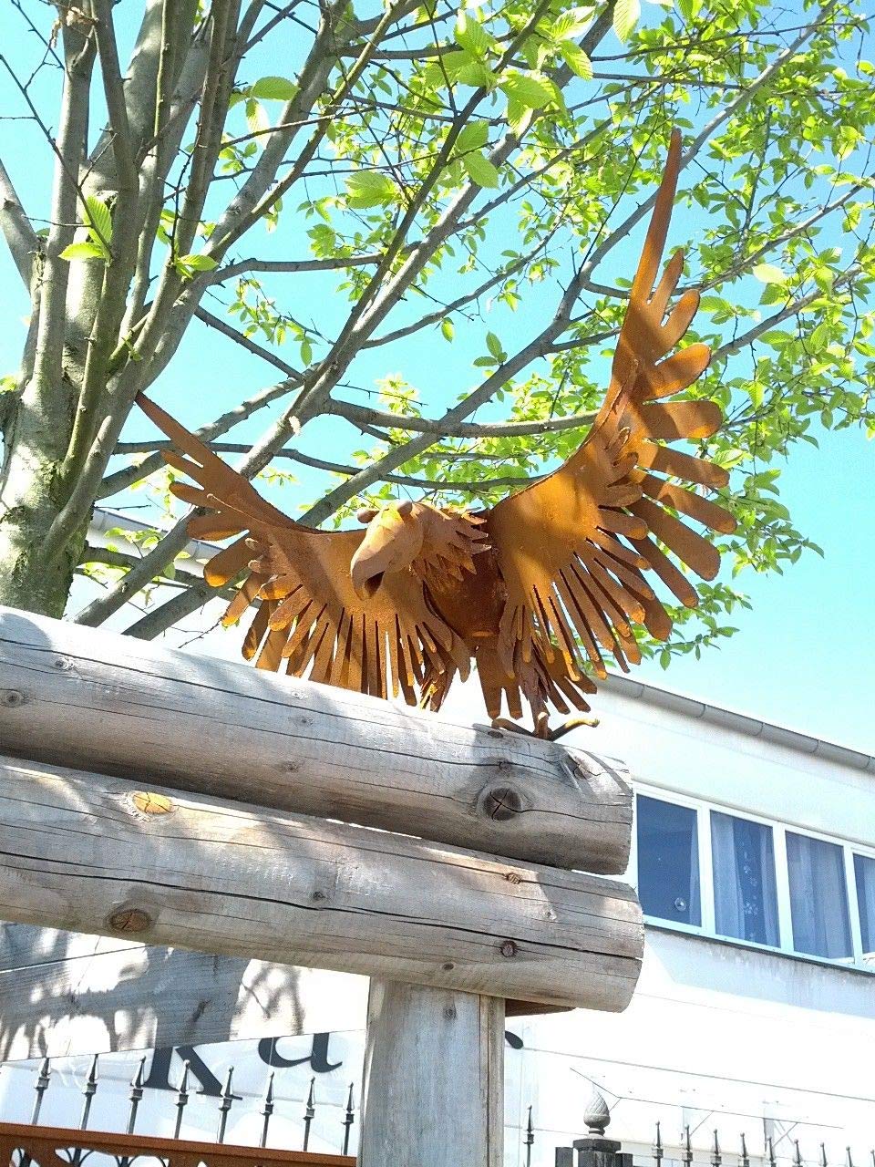 Zen Man Adler,Vogel, Garten Figuren,Eisen Gartendeko Edelrost Metall Tier Rost Deko 40 * 28 * 20cm,030896