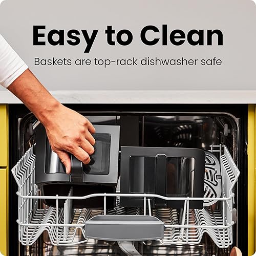 Miniatura 6 de CHEFMAN Horno freidora de aire de doble cesta de 6 cuartos con ventanas de fácil visión, acabado de sincronización, Hi-Fry, apagado automático, 2