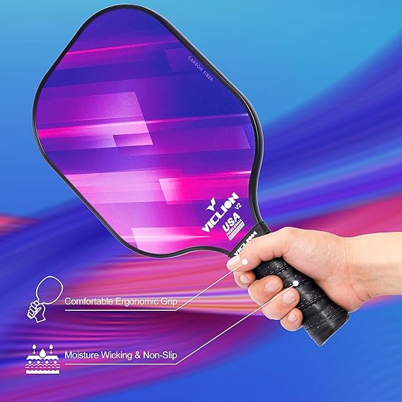 VICLION Carbon Fibre Pickleball Paddles Set of 2, USA Pickleball Approved
