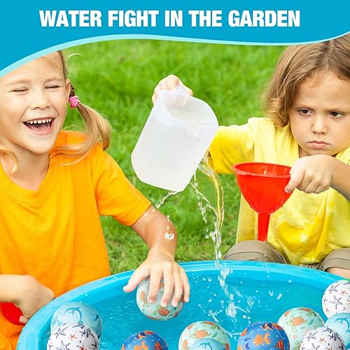 Miniatura 5 de Lewtemi 48 bolas de agua absorbentes de agua de 3 pulgadas, lucha contra el agua, patrones suaves del océano, bolas de bombas rebotantes, juegos de