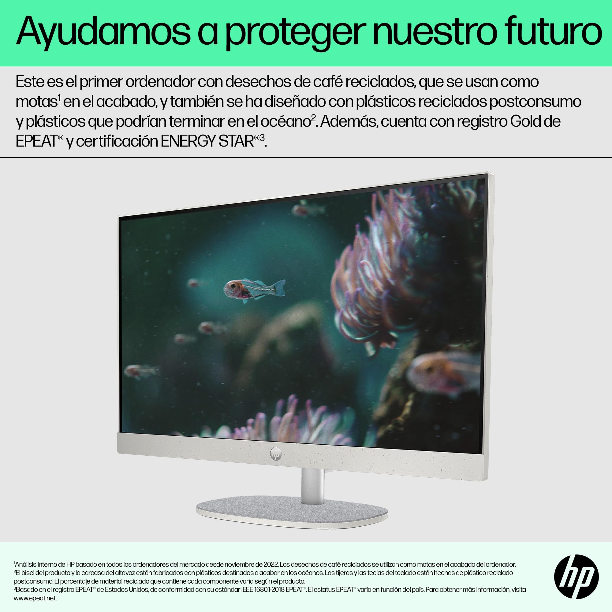 HP All-in-One 24-cr0007ss - Ordenador de sobremesa 23,8" Full HD con cámara, Teclado y ratón inalámbricos (AMD Ryzen 5 7520U, 16GB RAM, 512GB SSD, AMD Radeon Graphics, Windows 11 Home) Blanco