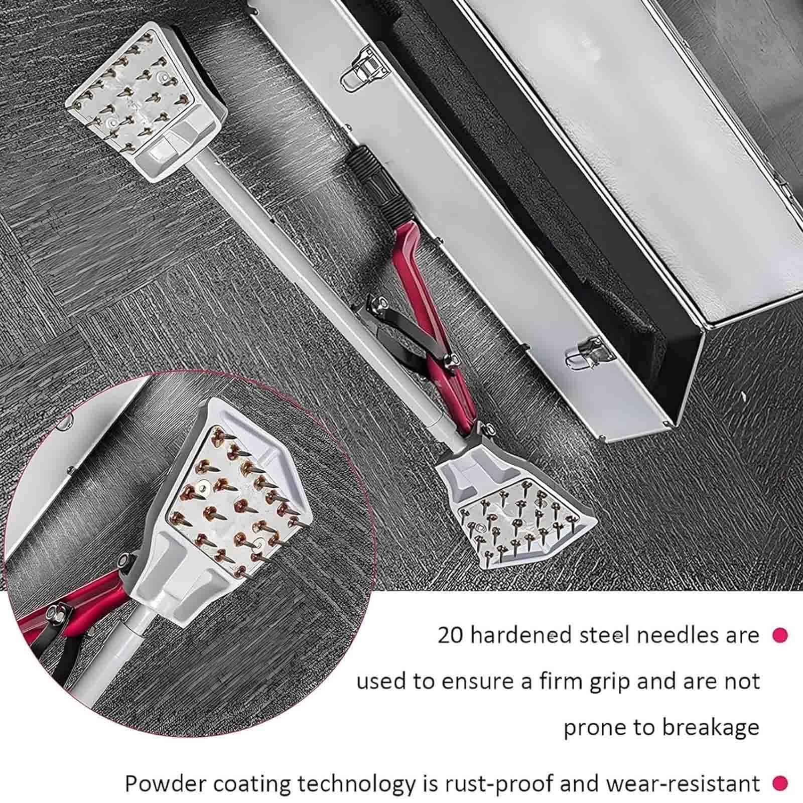 Ce kit d'outils pour la Pose de tendeur de Moquette Comprend Un tendeur de Moquette Professionnel sans Genou (80 cm) – Un Outil Robuste pour la Pose de Moquette avec poignée antidérapante et