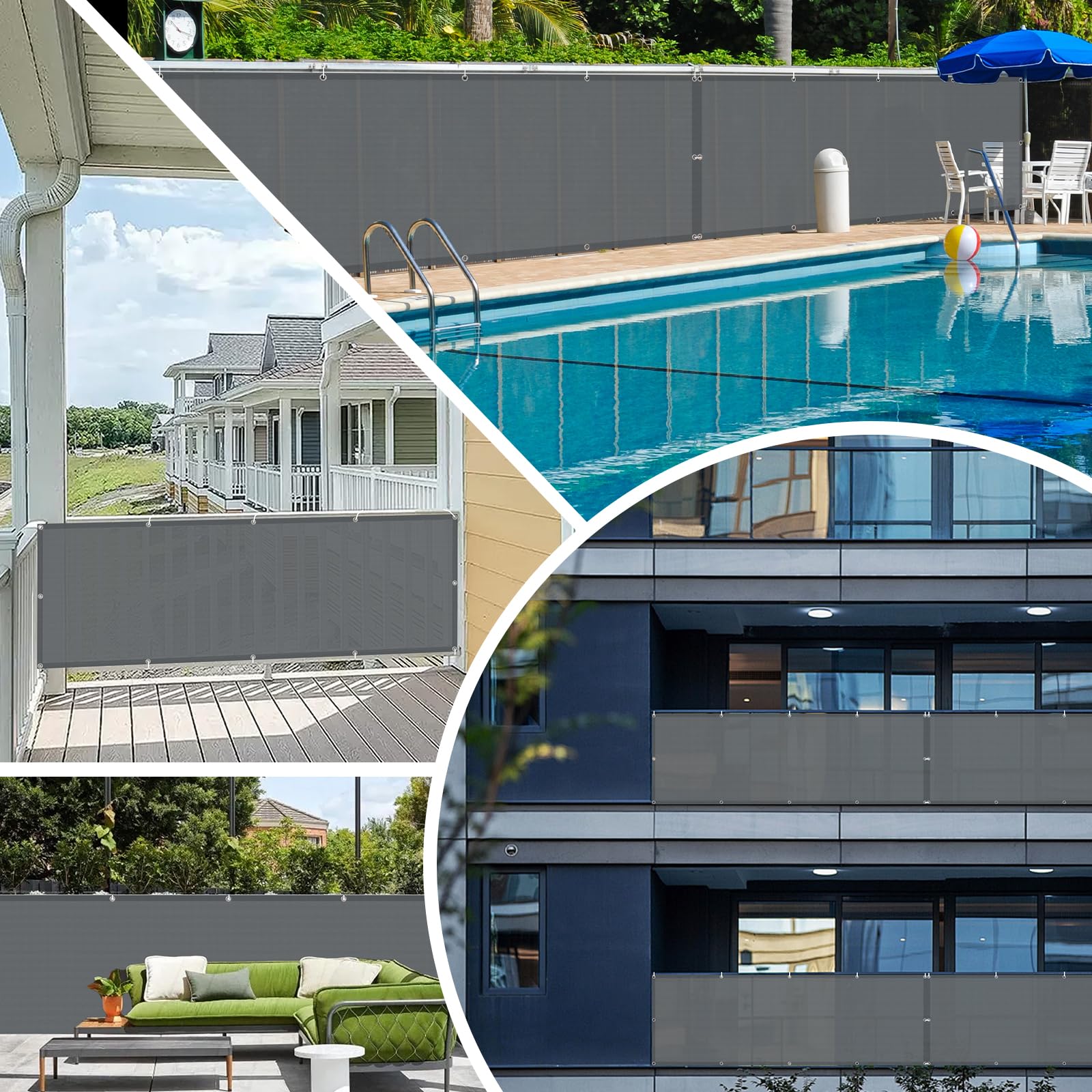 Brise Vue Balcon 90x300cm HDPE Protection UV Résistant pour Exterieur Terrasse Jardin Anthracite