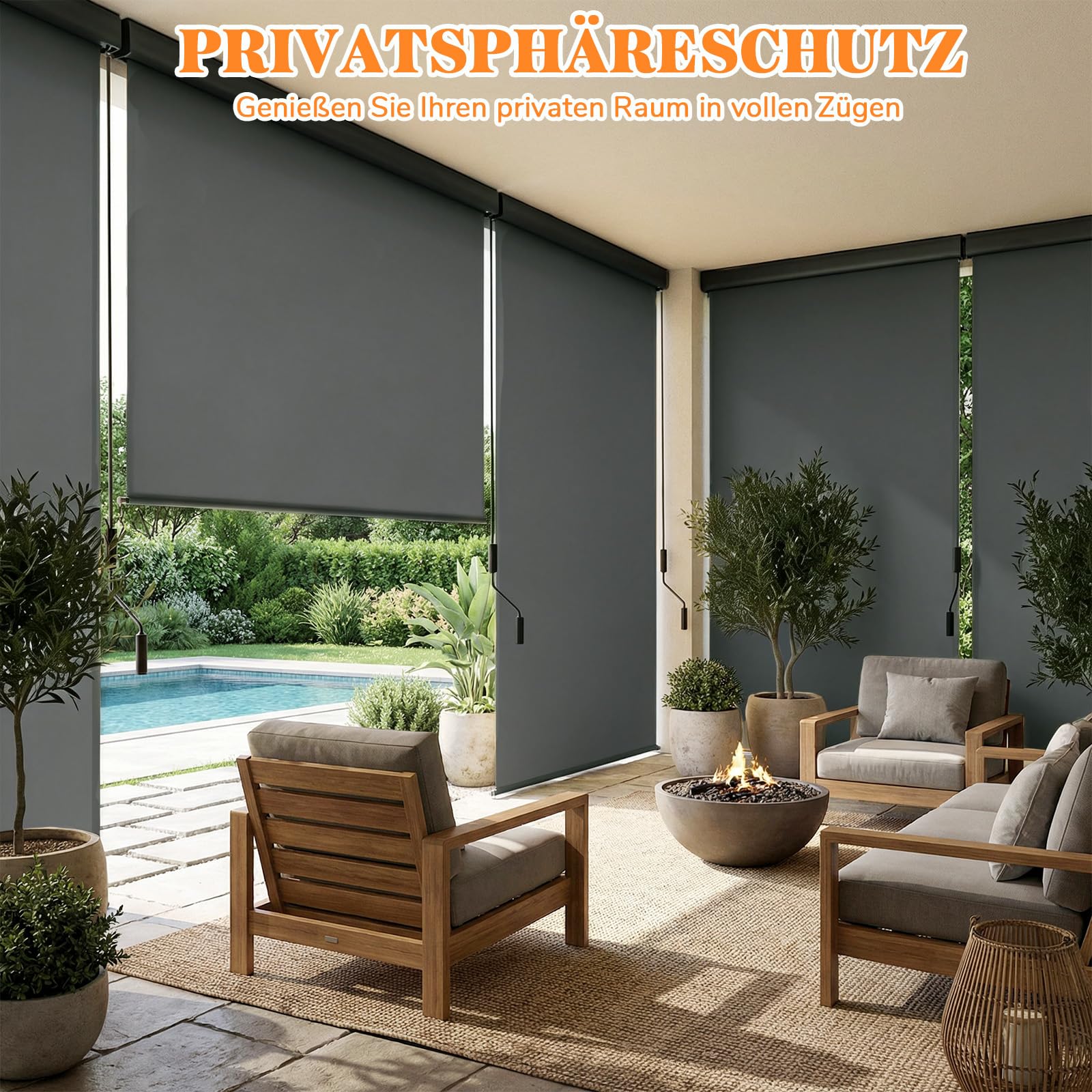 Huracan Senkrechtmarkise 160x250cm, Sonnenschutz Balkonmarkise Alu mit Kurbel, Außenrollo Wasserfest, Sonnenmarkise Vertikalmarkise Balkon sichtschutz, senkrechtmarkise außen, Markisenkasten Terrasse