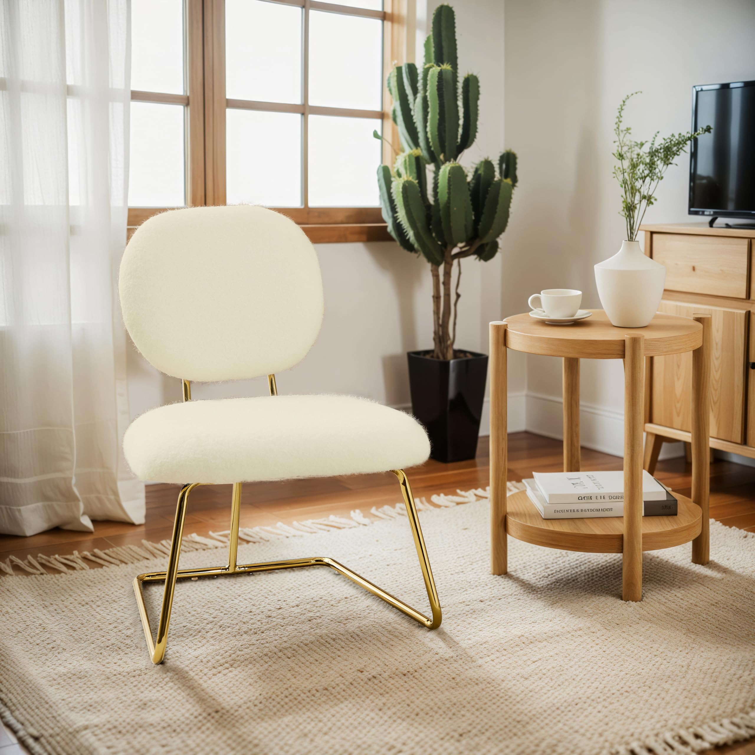 Zouron - Silla de Comedor con Patas Doradas, Silla de Oficina giratoria, Sillón de Terciopelo,sillón de salón con apoyabrazos y Asiento Acolchado Grueso, sillas de Cocina, Naranja