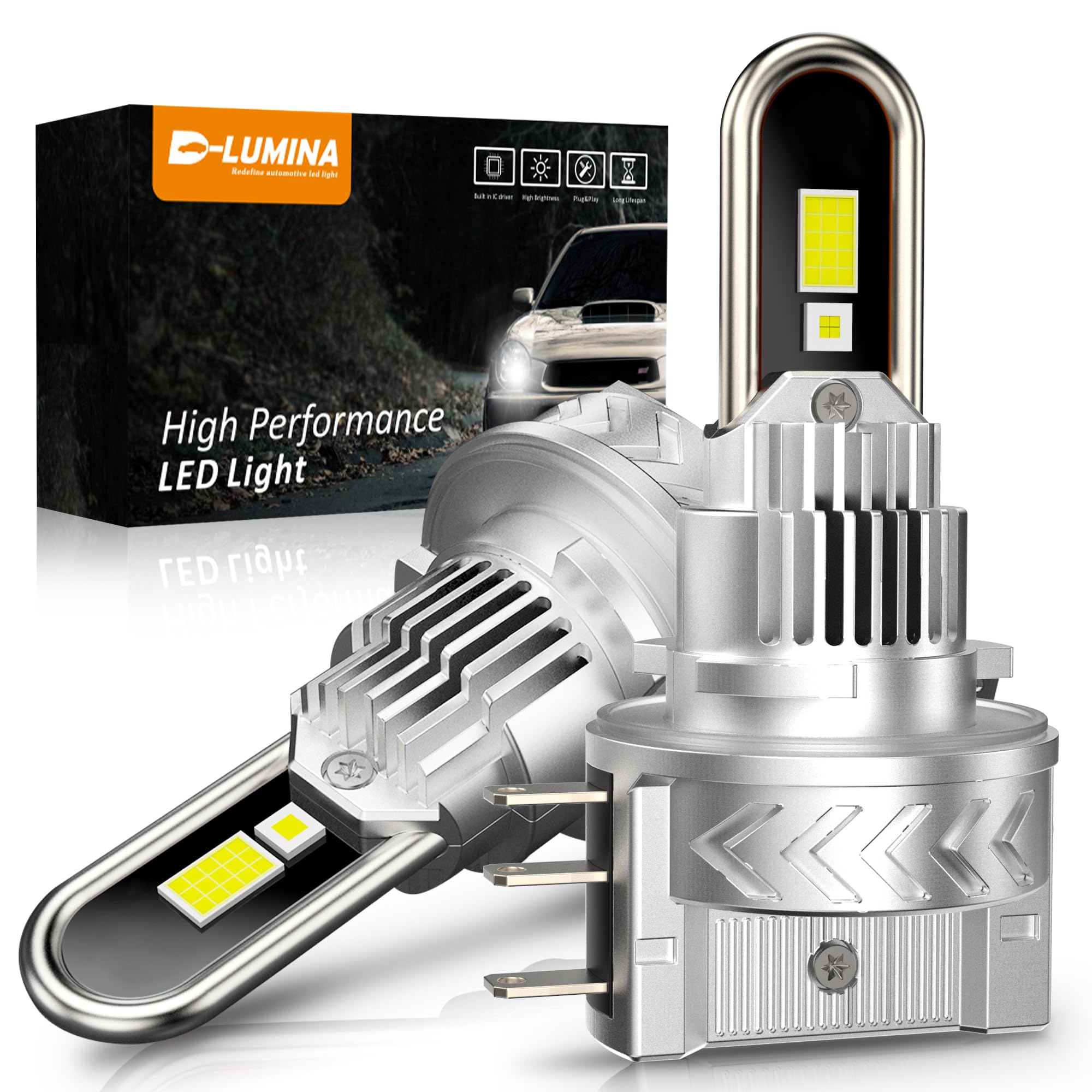 D-Lumina Lampadina H15 LED Canbus,110W 13000LM 6500K Anti-Errore Luce Abbagliante Bianca Super Luminosa e Luce di Marcia Diurna,Con Effetto di Raffreddamento Tramite Ventola