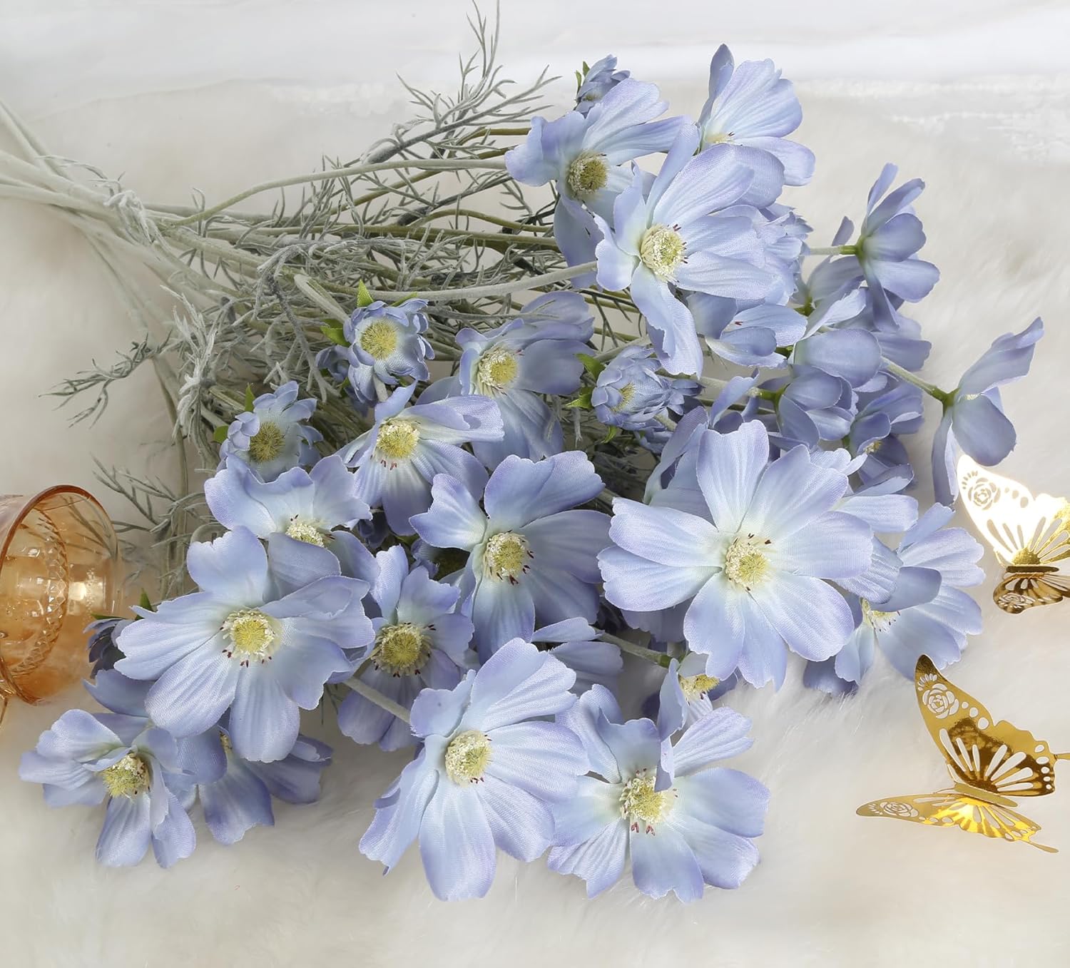 6PCS Daisy Flowers Artificial 24'' Blue Flowers Artificial Wildflowers Silk Flowers for Wedding Party Kitchens Home Decoration(Light Blue) - Image 7