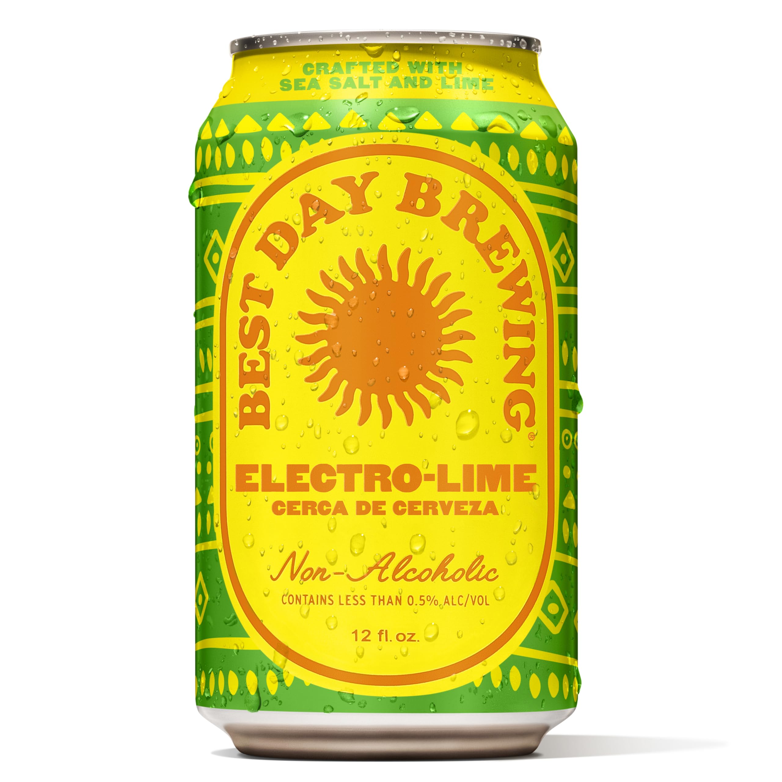 Best Day Brewing Non-Alcoholic Craft Beer - Premium Ingredients for Full Flavor - Low Carb & Low Calorie (12 fl oz Cans) (12-Pack, Electro-Lime)