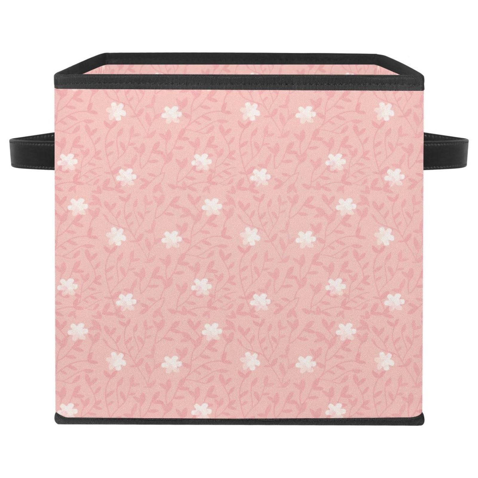Cube de rangement en tissu pour placard et chambre à coucher motif fleuri rose