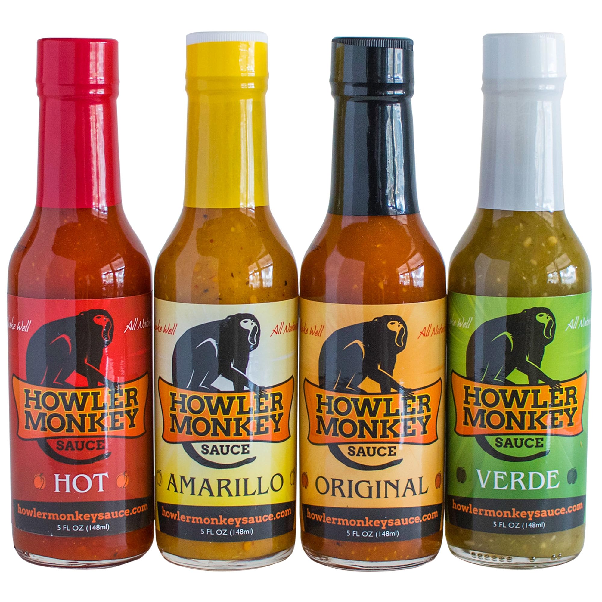 Sponsored Ad - Howler Monkey - Sauce Combo - Original, Amarillo, Verde, Hot Flavors - Panamanian-Style Aji Chombo Hot Sauce - Gluten-Free - 5 oz (4-Pack)
