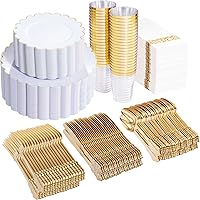 Vista 11 de LIYH 350 platos de plástico negro y plateado, juego de vajilla de plástico plateado, cubiertos desechables, platos negros con servilletas