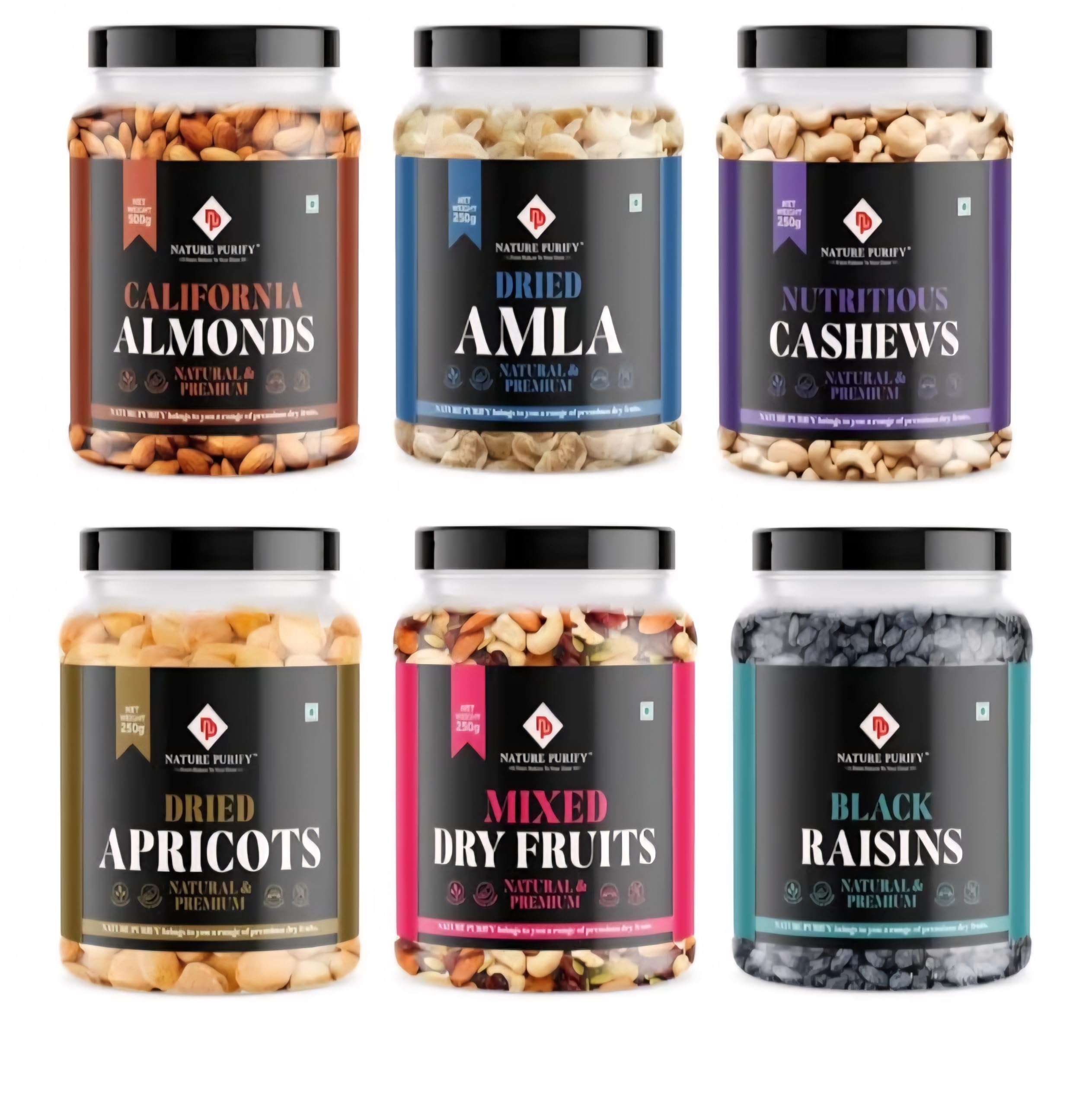 Nature Purify Dry fruits Combo 1.5 kg (Almond, Cashew, Apricots, Black Raisins, Amla, Mixed Nut & More.)-image-25