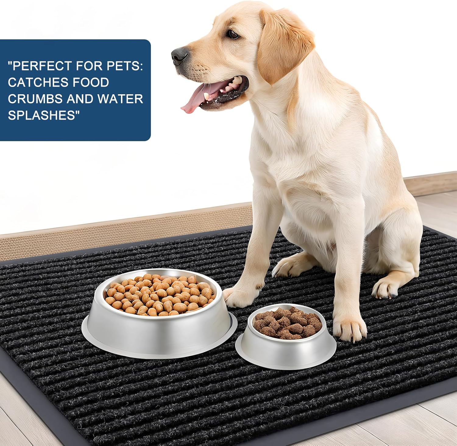 OLANLY Front Door Mat Indoor Outdoor Entrance, 2-Pack 47 x 32 Inch, Waterproof Heavy Duty Doormat, Fade Resistant, Low Profile, Easy Clean Patio Porch Welcome Floor Mats for Entry, Off-Black
