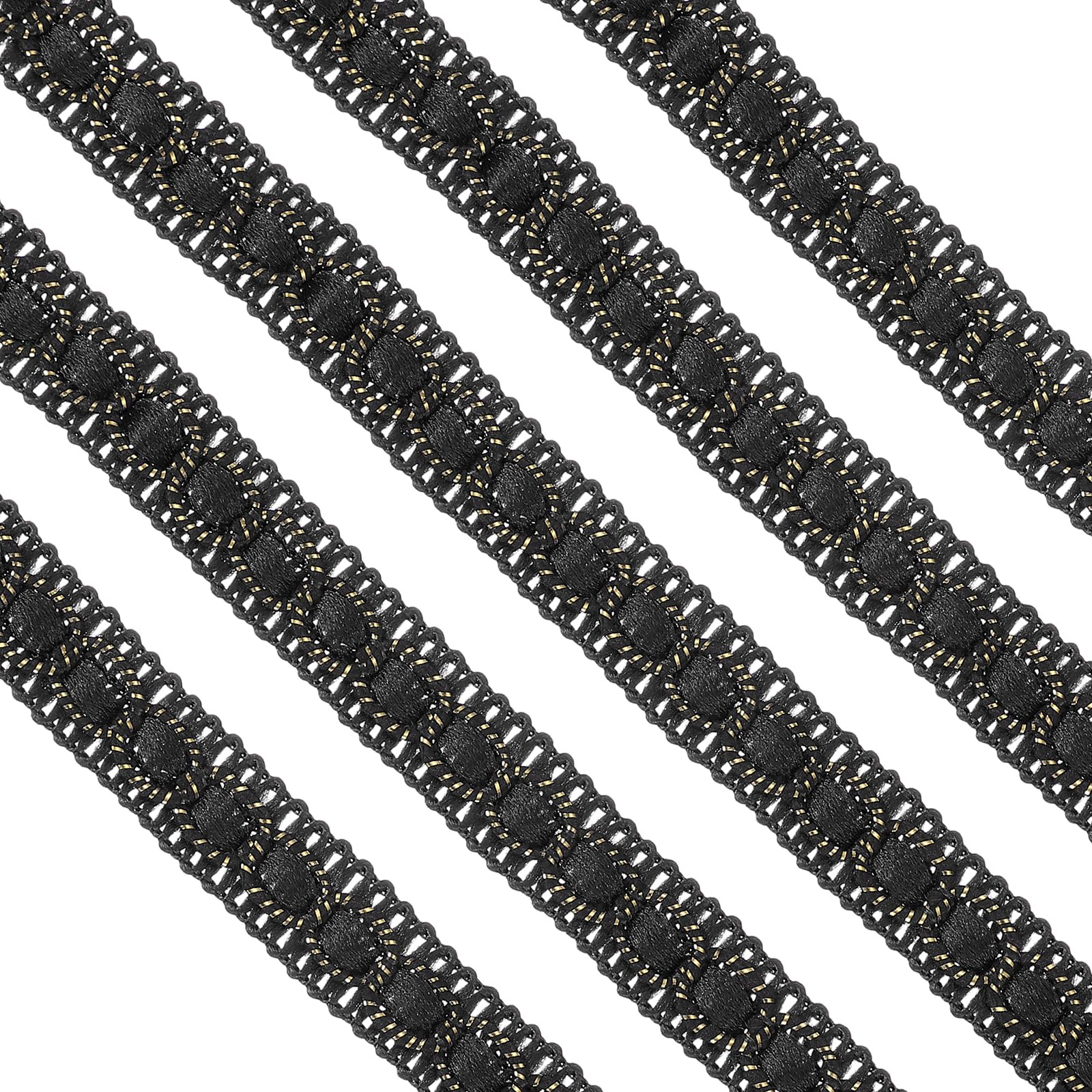 sourcing map 11 Yard Braid Trim, 0.7" Wide Braid Lace Ribbon Gimp Trim Strap for DIY Craft Sewing Accessories Costume Home Decorations, Black
