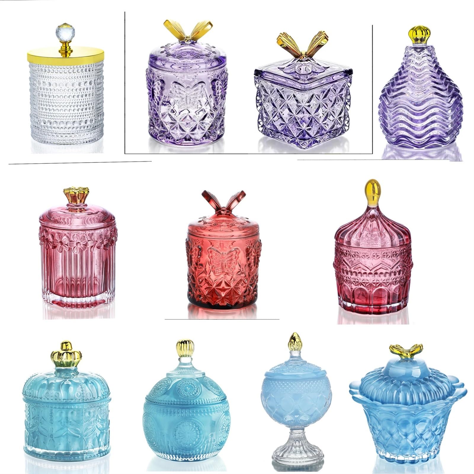 Vasetti Per Marmellata Barattoli di marmellata decorativi in ​​vetro con coperchi Marmellata di cristallo, contenitore for caramelle, barattolo da bagno, decorazione for matrimoni, regalo(Red3)