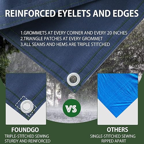 Miniatura 2 de FoundGo Lona de lona de 10 x 20 pies, resistente al agua, con ojales, resistente a los rayos UV, lona de 22 mil, fundas de tela duraderas de 14