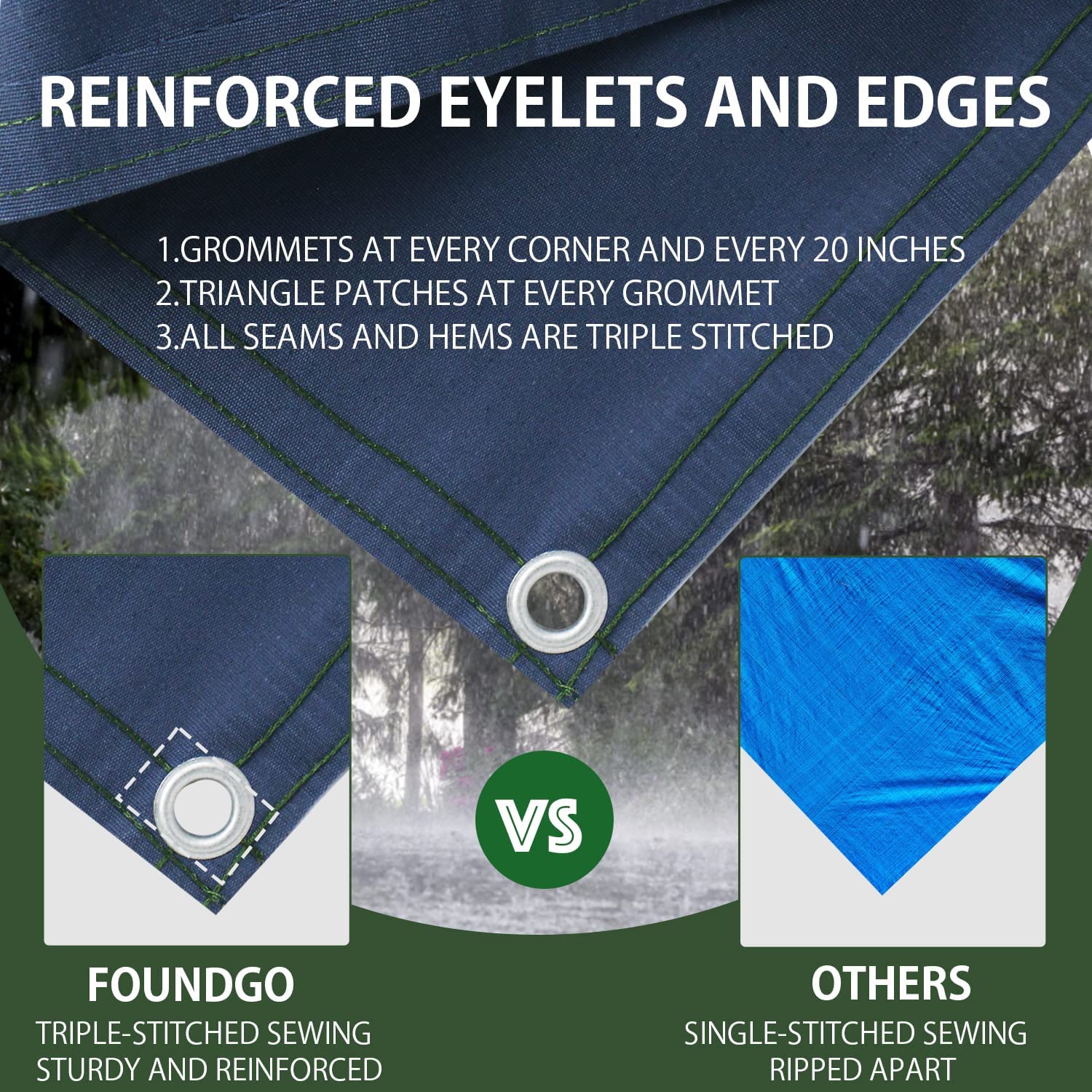 Condition photo showing As Is for foundgo canvas tarp 20'*30' heavy duty water resistant tarps with grommets, uv resistant, 22 mil tarpaulin,14 oz durable cloth covers for car, roof, boat, camp, canopy, woodpile with ropes
