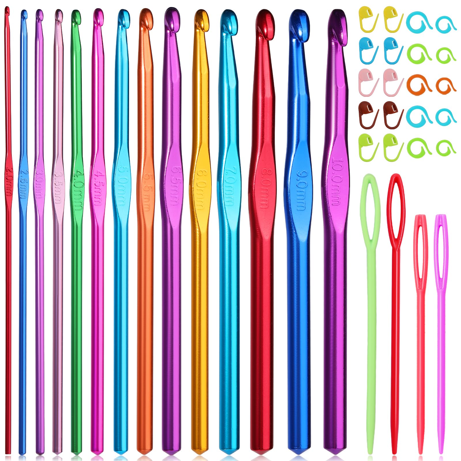 Amazon.com: UzecPk Crochet Hooks Set, 14 Size Aluminum Handle