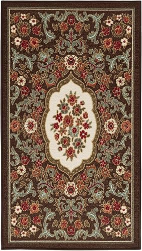 Miniatura 10 de Antep Rugs Alfombras antideslizantes (antideslizante) 5 x 7 parte trasera de goma moderna floral de bajo perfil para interiores (beige, 5 x 7 pies)