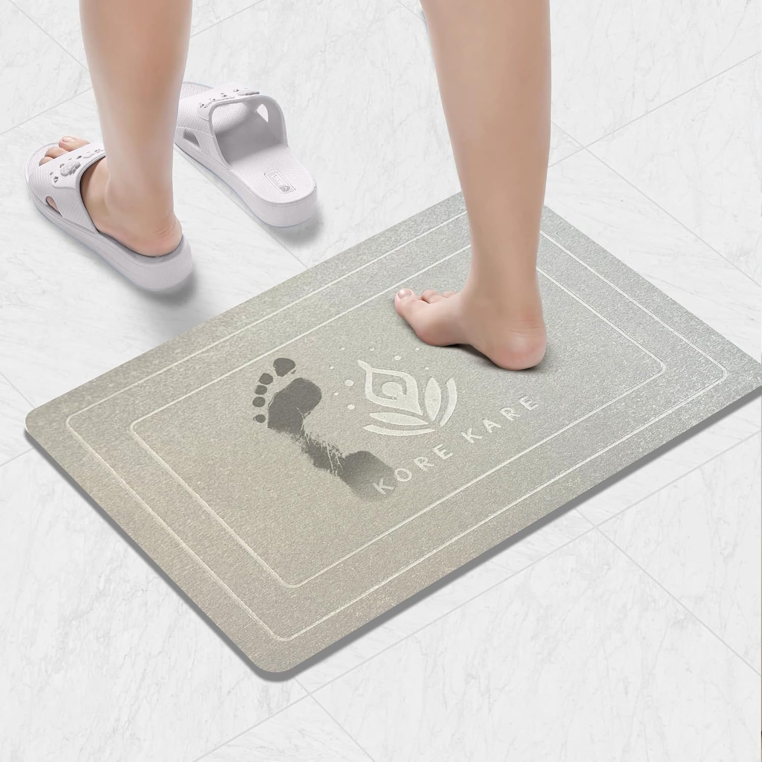 KORE KARE Diatomite Stone Bath Mat (23.6 x 15.3 Inch) Quick