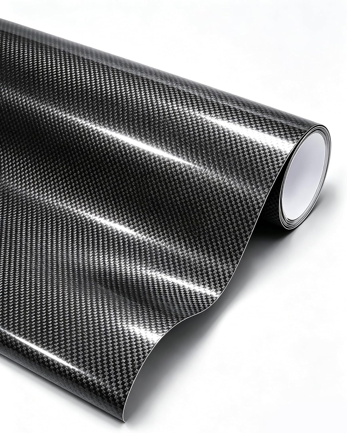 6D Glossy Black Carbon Fiber 1ft x 5ft Car Wrap Vinyl Roll